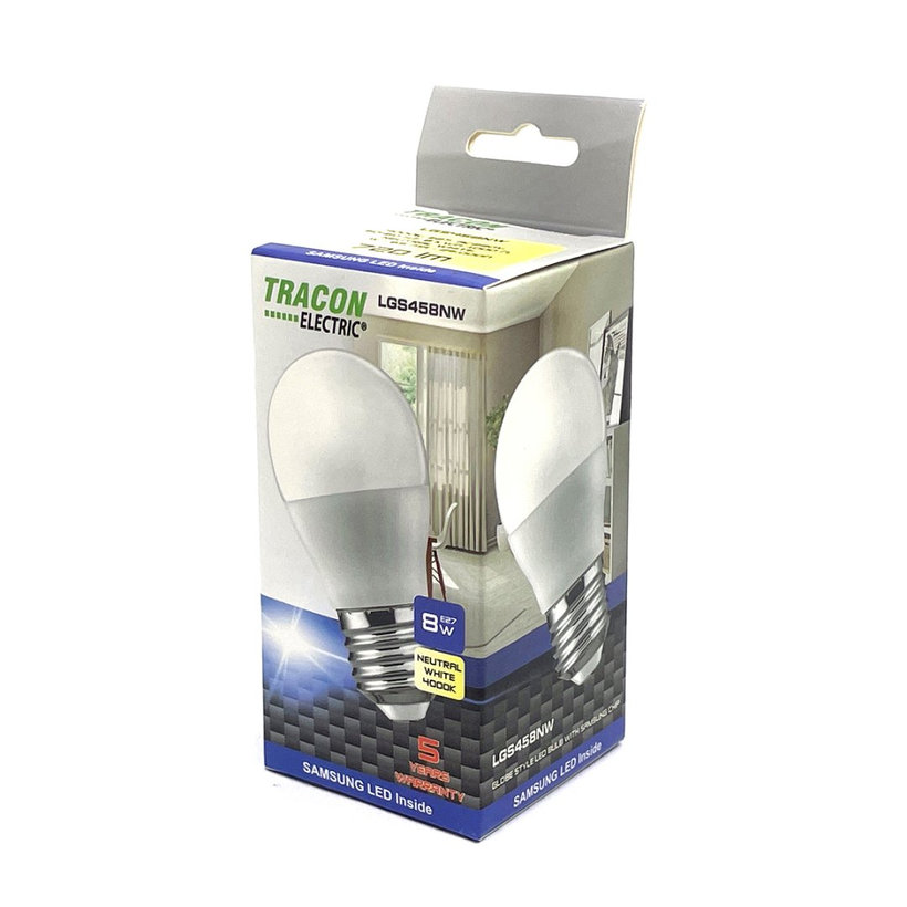 LED žiarovka guľa E27 8W - neutrálna - s chipom