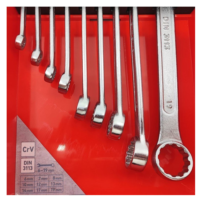 Kľúče oko - vidlica, 9-dielna sada