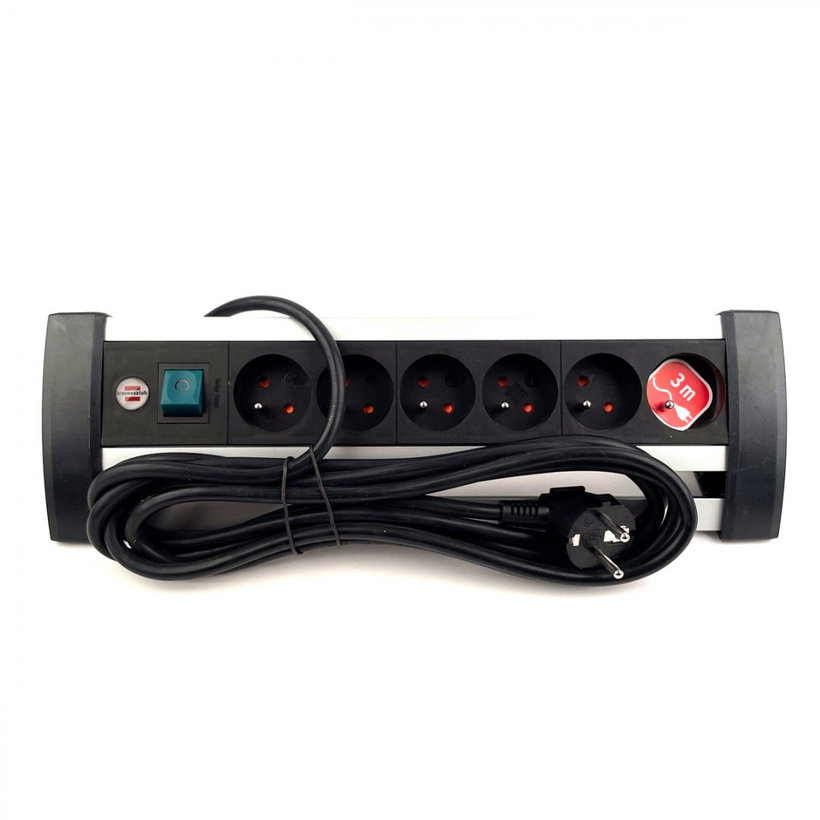 Predlžovací kábel Office-Line 6-zásuvkový čierny 3m