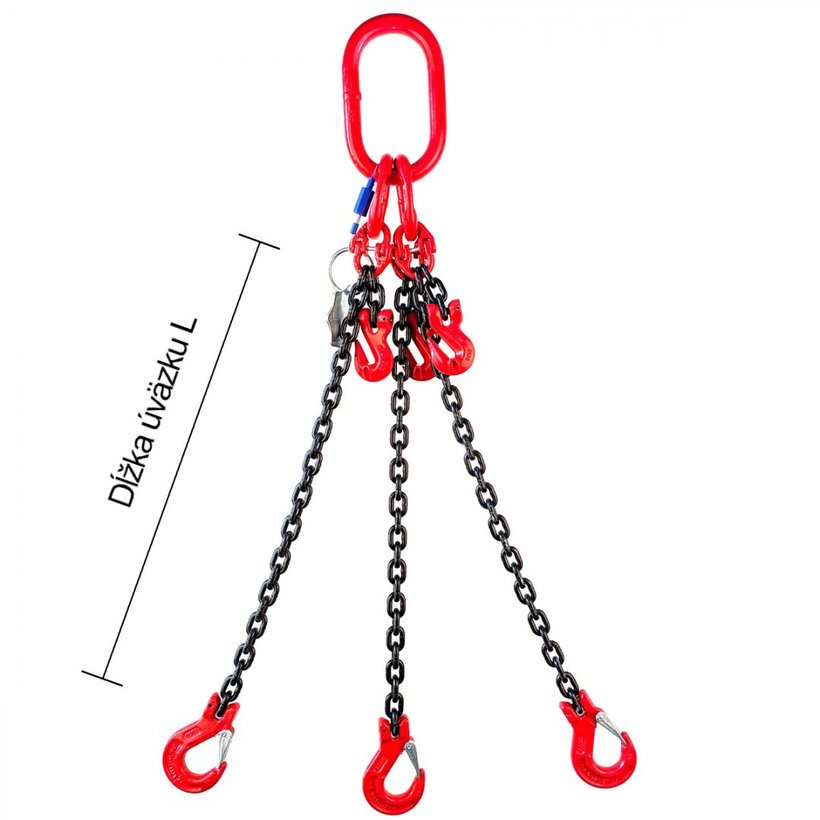 Reťazový záves oko-3 hák tr 80 so skracovačom (3 m, 2360/1700 kg, 6 mm, čierna)