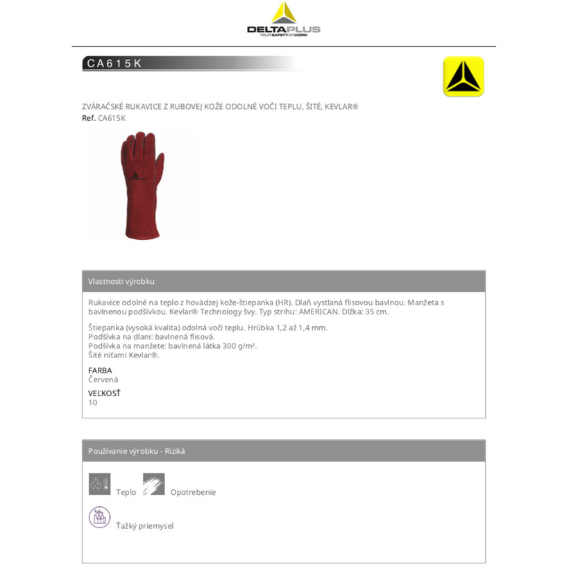 Zváračske rukavice CA615 - Kevlar 10