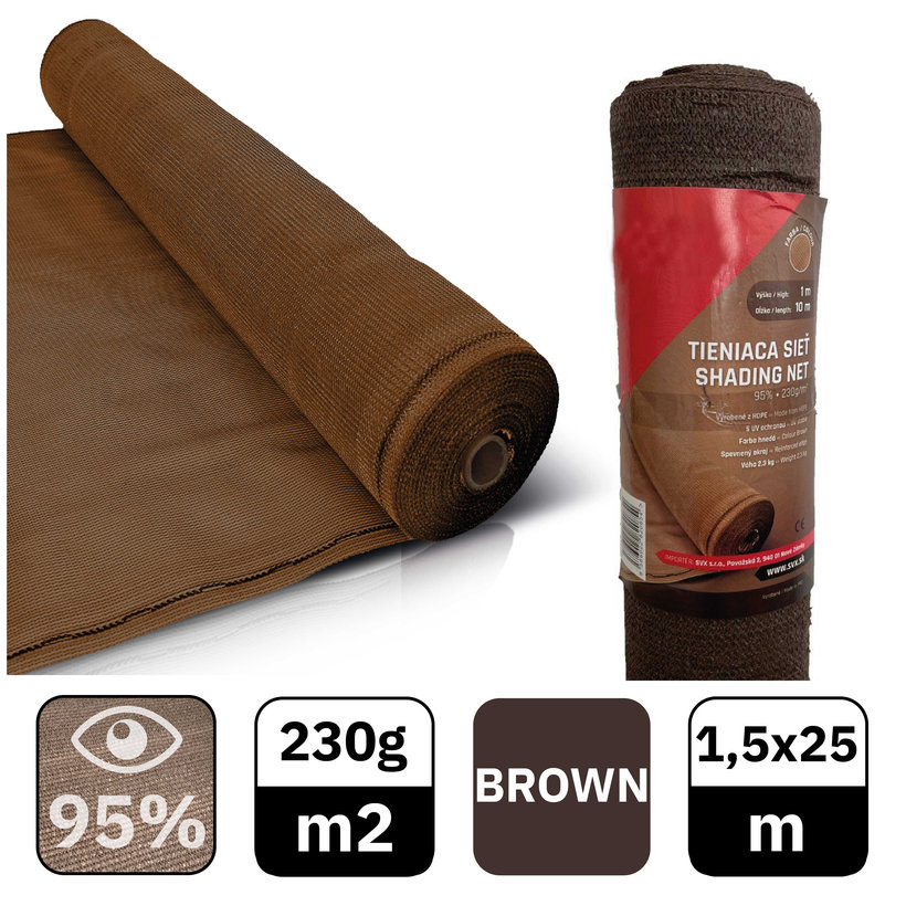 Tieniaca sieť hnedá 95% - dĺžka 25m - výška 1,5m