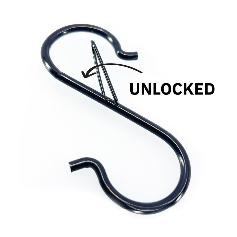 S-hák s poistkou - čierny