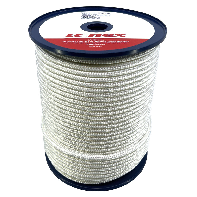 PA pletené lano s jadrom biele 16pr 4mm
