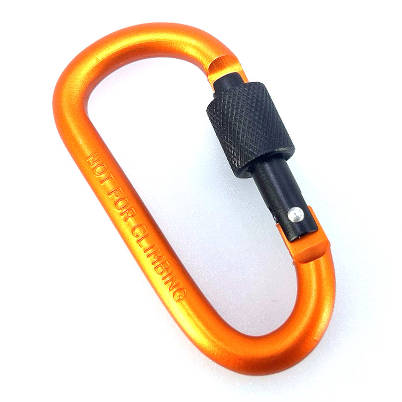 Hliníková karabína s poistkou - oranžová