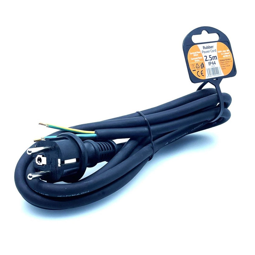 Flexo šnúra 2,5m 3x1,5 gumová H07RN-F3 čierna