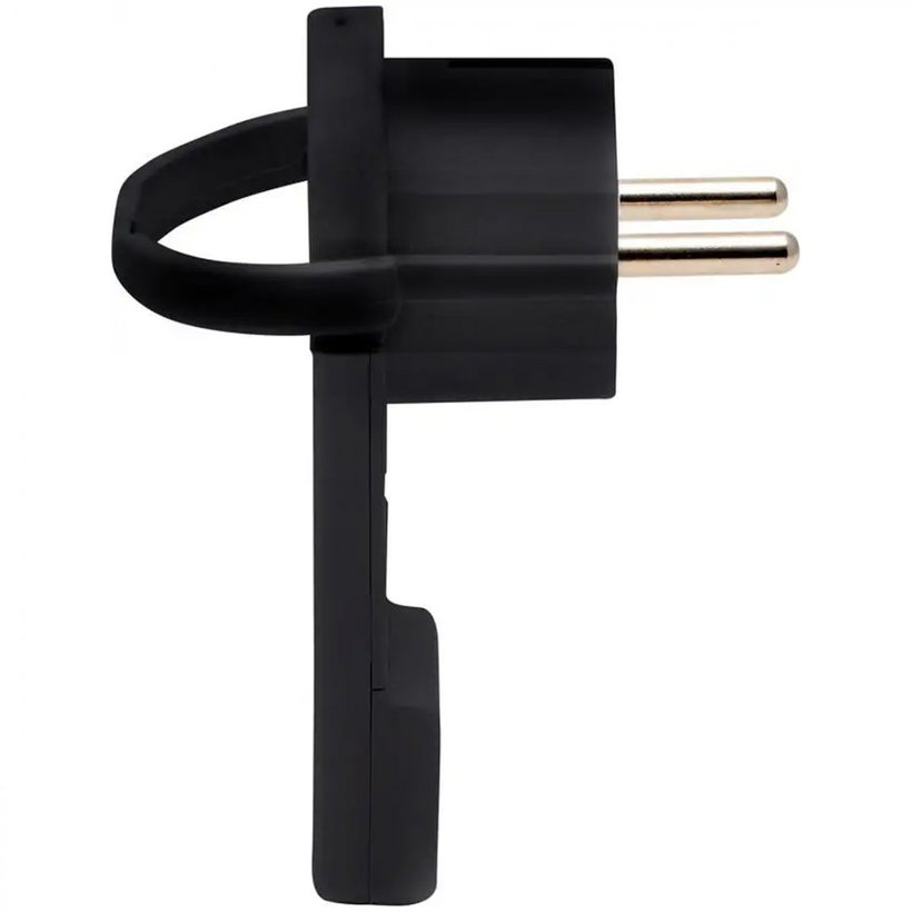 Plochá zástrčka čierna so sklopným krúžkom