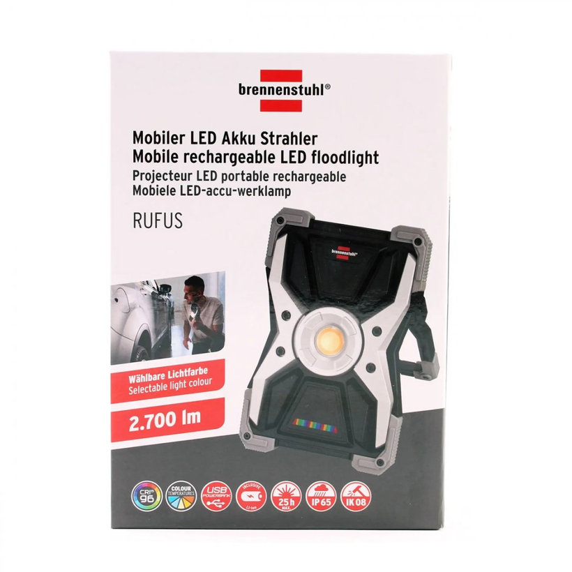 Mobilný nabíjateľný LED reflektor RUFUS 3020 MA s farebným podaním