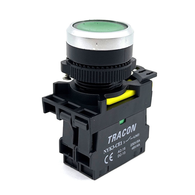 Tlačidlový spínač podsvietený zelený