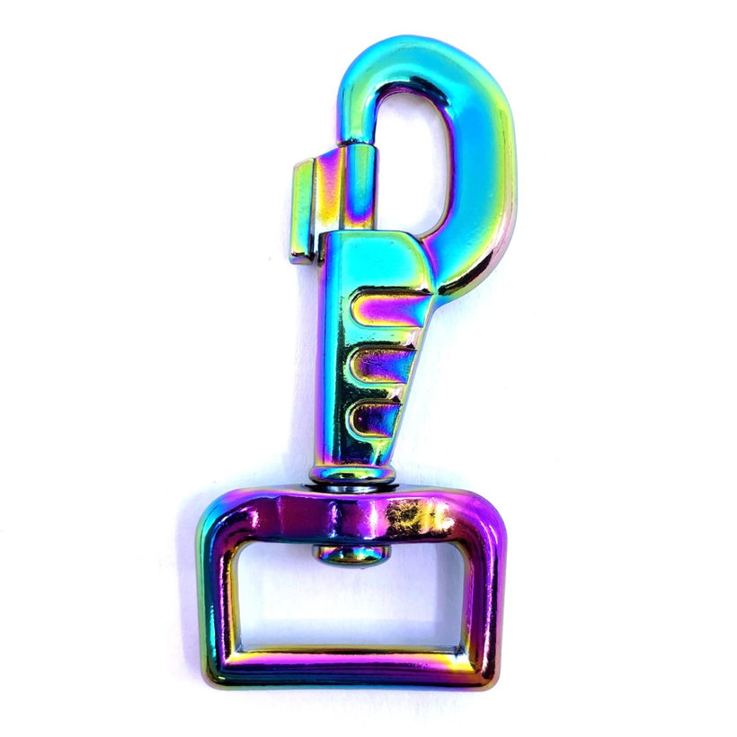 Karabína otočná s prelisom dúhová 80x25mm