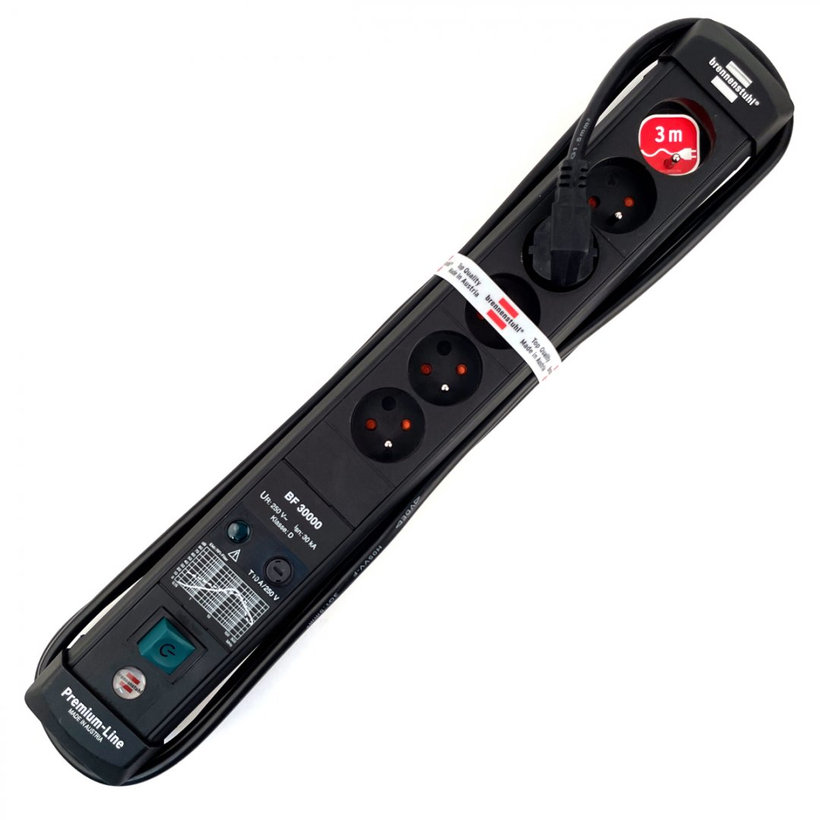 Prepäťová ochrana 6-zásuvková, čierna 3m