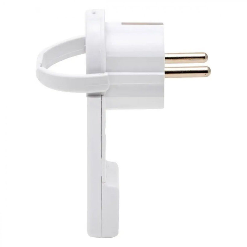 Plochá zástrčka biela so sklopným krúžkom