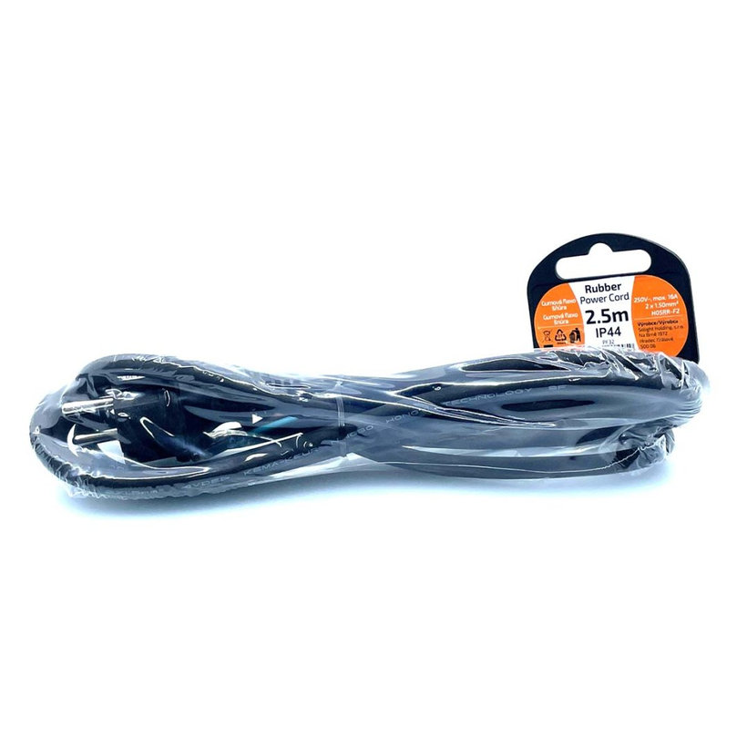 Flexo šnúra 2,5m 2x1,5 gumová čierna H05RR-F2