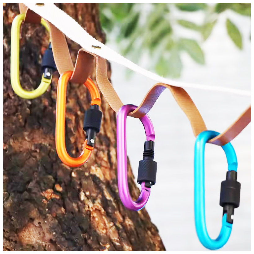 Hliníková karabína s poistkou - oranžová