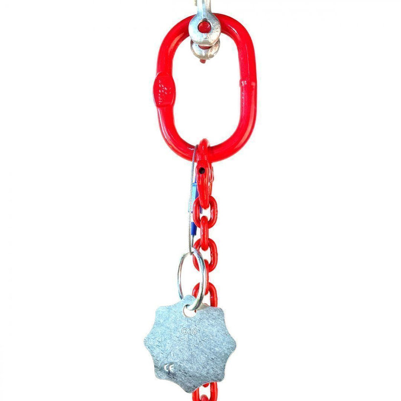 Reťazový záves oko-hák tr 80 so skracovačom (4,5 m, 2000 kg, 8 mm, červená)