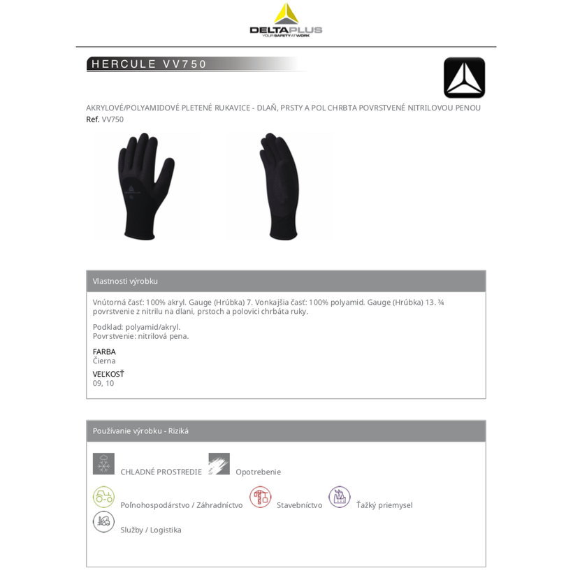 Zateplené pracovné rukavice HERCULE VV750 10