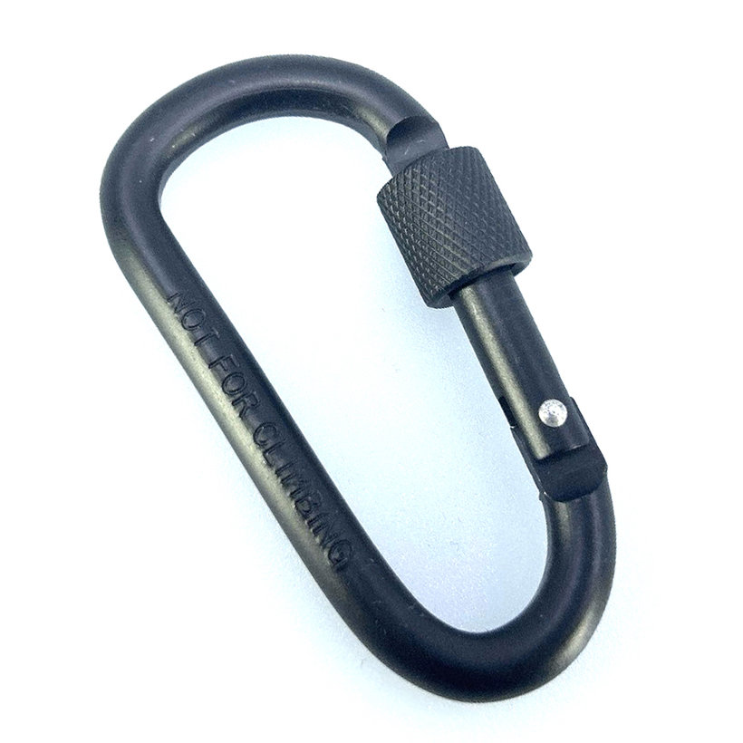 Hliníková karabína s poistkou - čierna