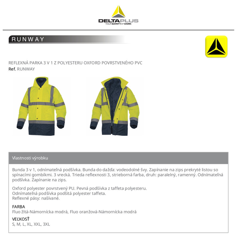 Reflexná bunda RUNWAY žltá XL