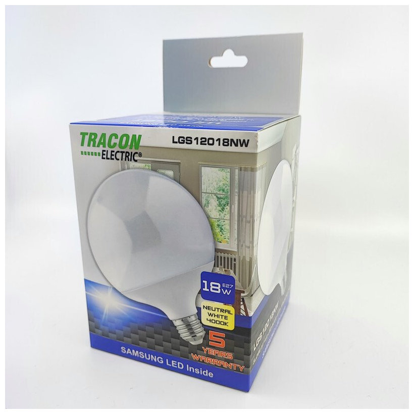 LED žiarovka guľa E27 18W - neutrálna - s chipom