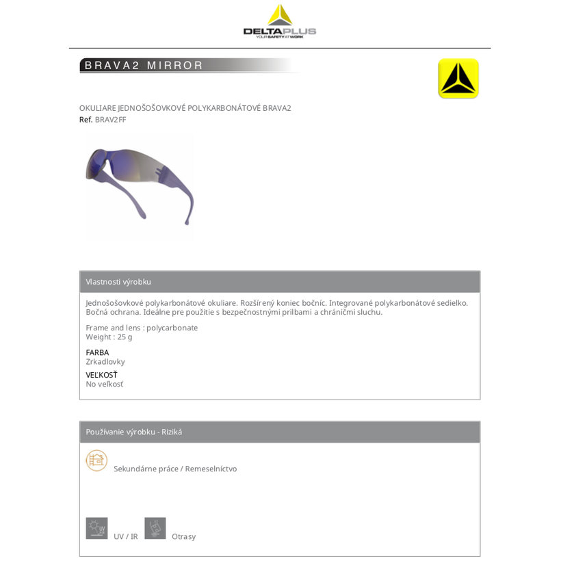 Pracovné okuliare BRAVA2 žlté