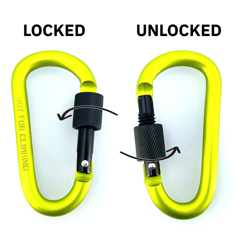 Hliníková karabína s poistkou - zelená