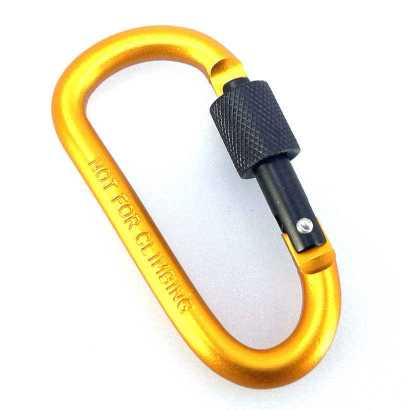 Hliníková karabína s poistkou - žltá