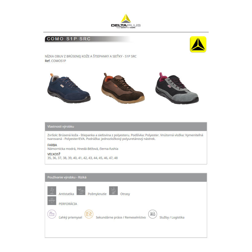 Nízka pracovná obuv COMO S1P fuchsia 39