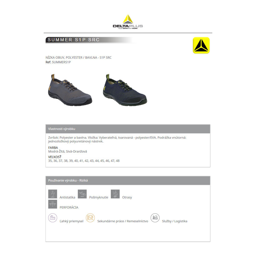 Nízka pracovná obuv SUMMER sivá S1P 41