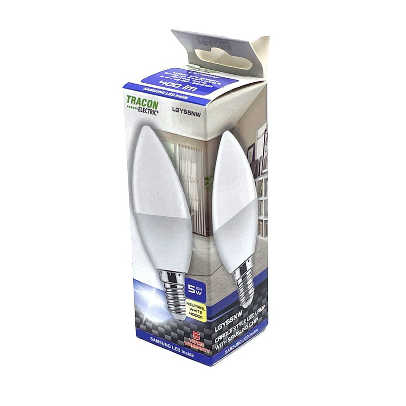 LED žiarovka sviečka E14 5W - neutrálna - s chipom