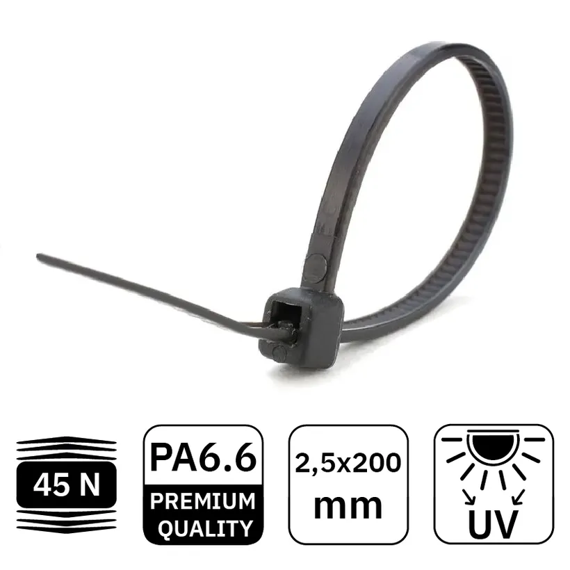 Sťahovacia páska čierna 2,5x200mm