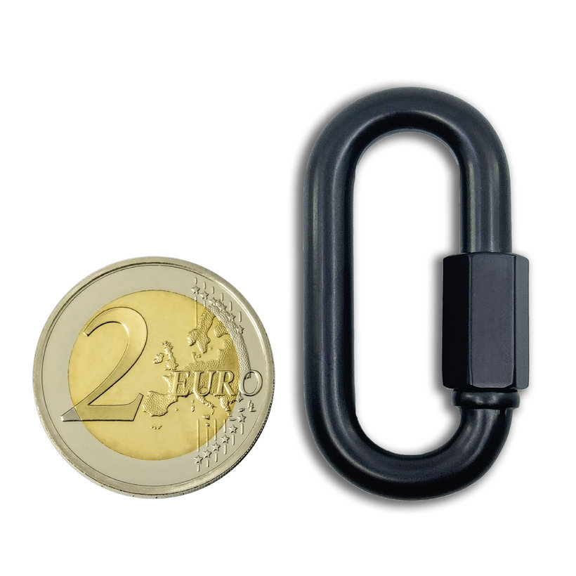 Karabína s maticou čierna 4mm