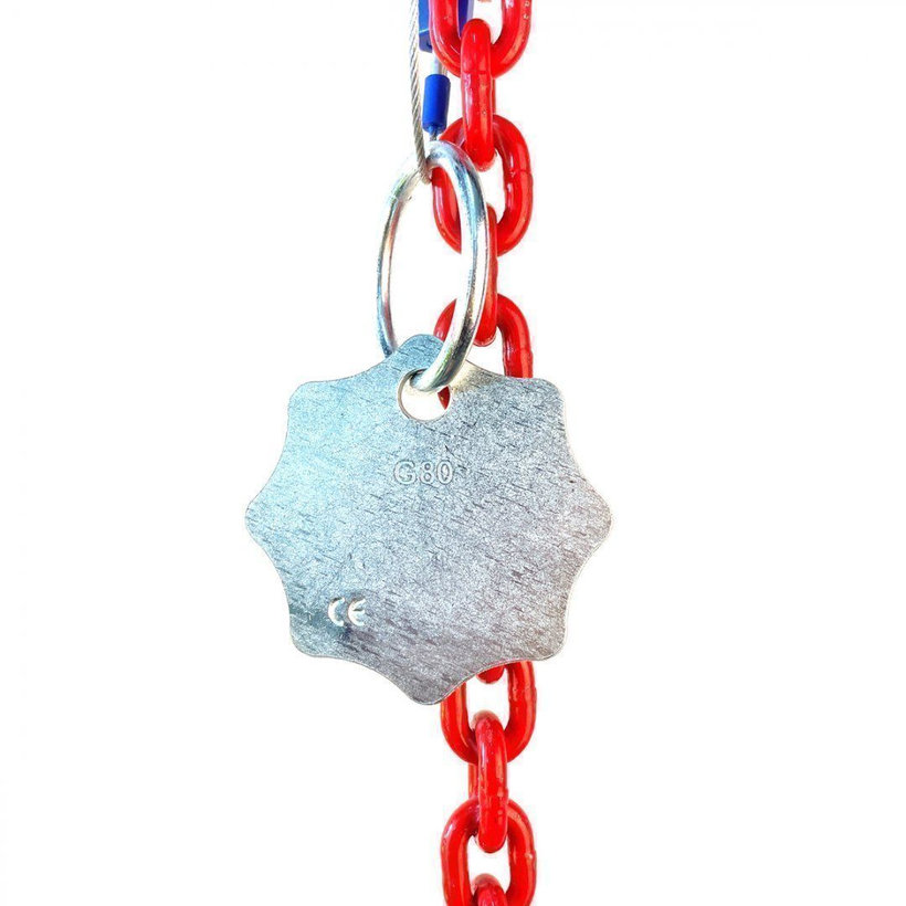 Reťazový záves oko-hák tr 80 so skracovačom (7 m, 3150 kg, 10 mm, červená)