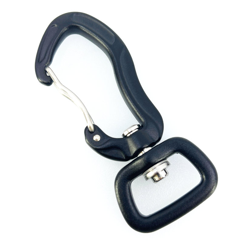 Hliníková karabína bez zapínania 71mm - čierna