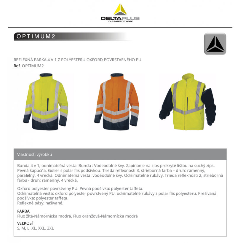 Reflexná bunda OPTIMUM2 oranžová XL