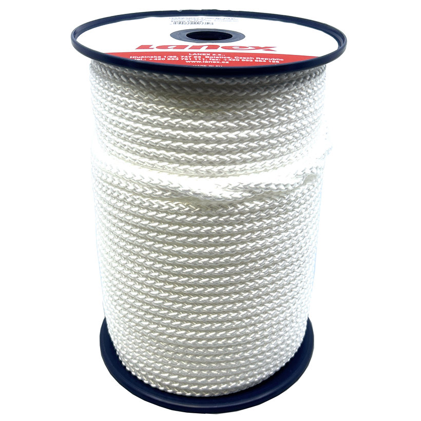 PPV šnúra splietaná bez jadra biela 8 pr 2mm