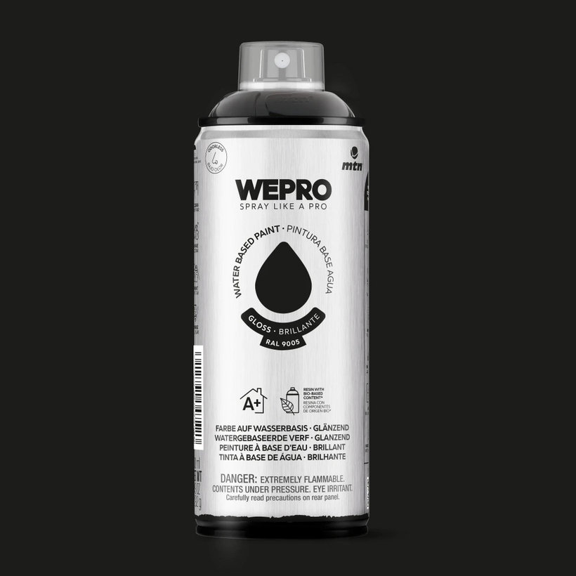 WEPRO Sprej – farba na vodnej báze, lesklá – Cosmos Black RAL 9005