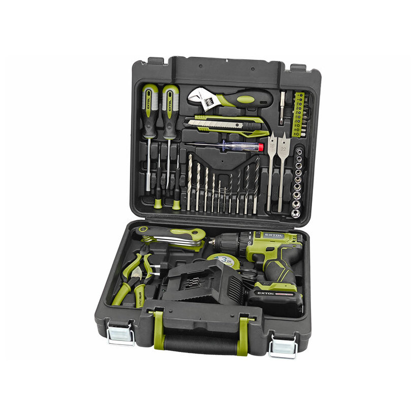 Sada náradia 46-dielna s aku vŕtačkou, 1x 12V/2Ah Li-ion