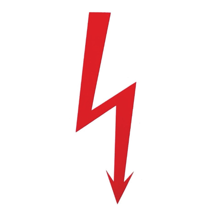 Samolepka - Červený blesk (výstražný symbol)