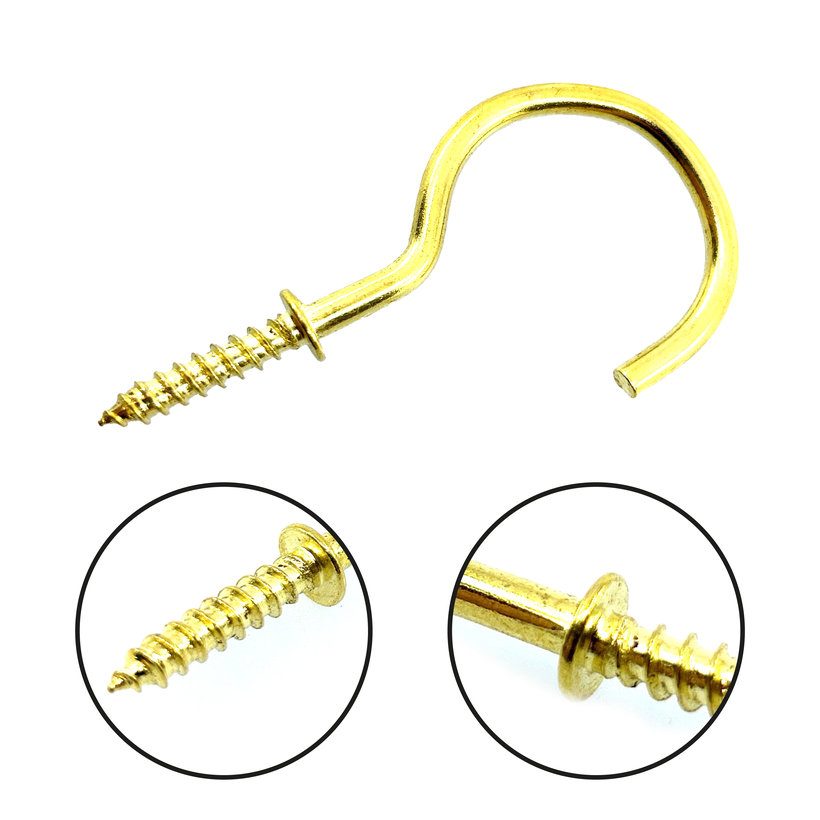 Hák s límcom mosadz 30mm