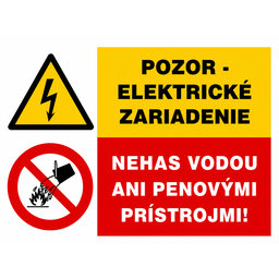 Samolepka - Pozor elektrické zariadenie, nehas vodou