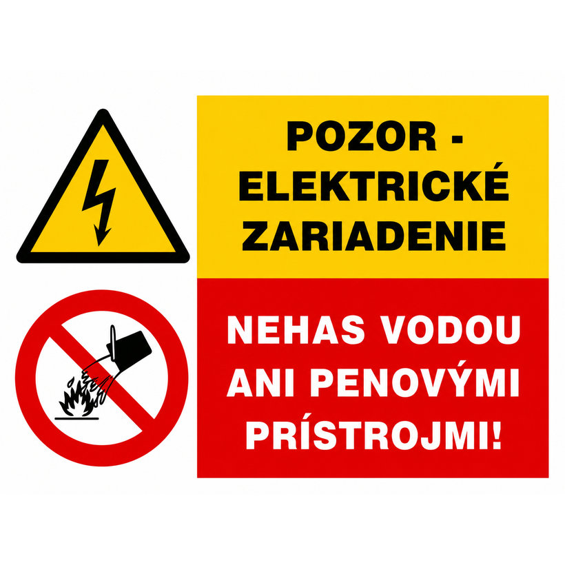 Samolepka - Pozor elektrické zariadenie, nehas vodou