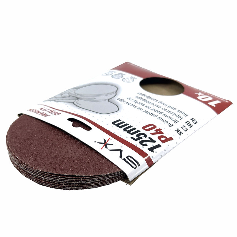 Brúsny papier na suchý zips - kruh 125 mm P40 - 10 ks