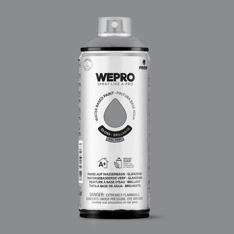 WEPRO Sprej – farba na vodnej báze, lesklá – Manchester Grey RAL 7001