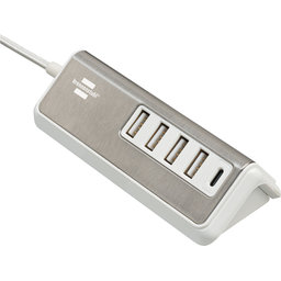 Rohová nerezová USB stanica 4× USB-A + USB-C 1,5m - 1508230