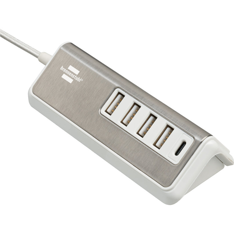 Rohová nerezová USB stanica 4× USB-A + USB-C 1,5m - 1508230