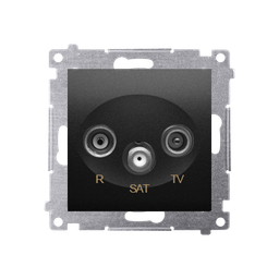Anténna zásuvka R-TV-SAT koncová - čierny matný