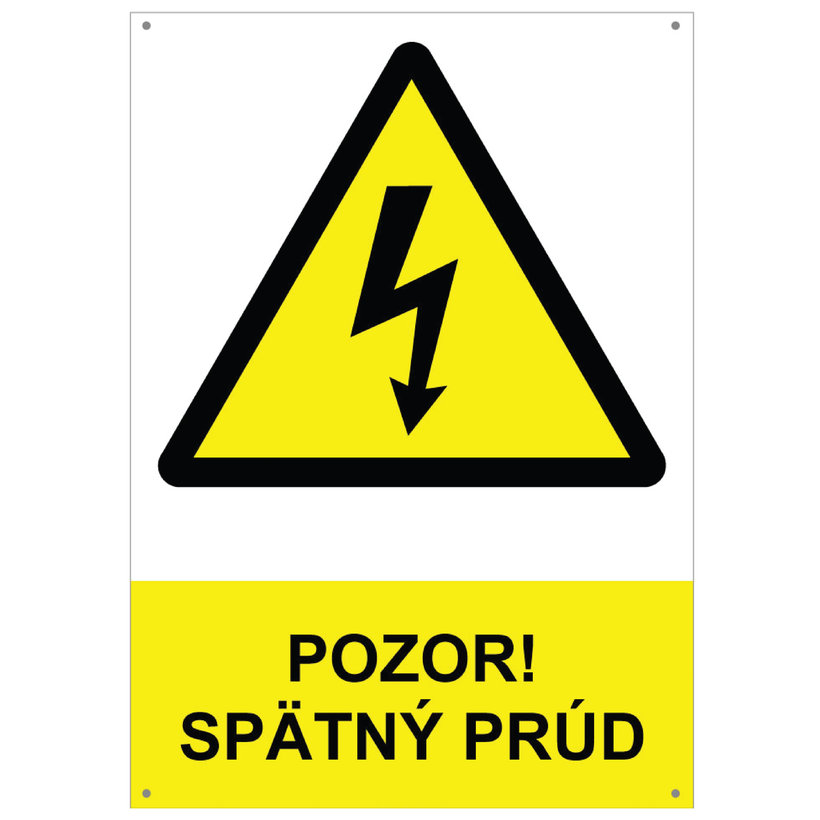 Tabuľka - Pozor spätný prúd
