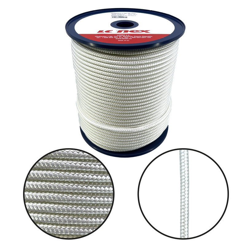 PA pletené lano s jadrom biele 16pr 4mm