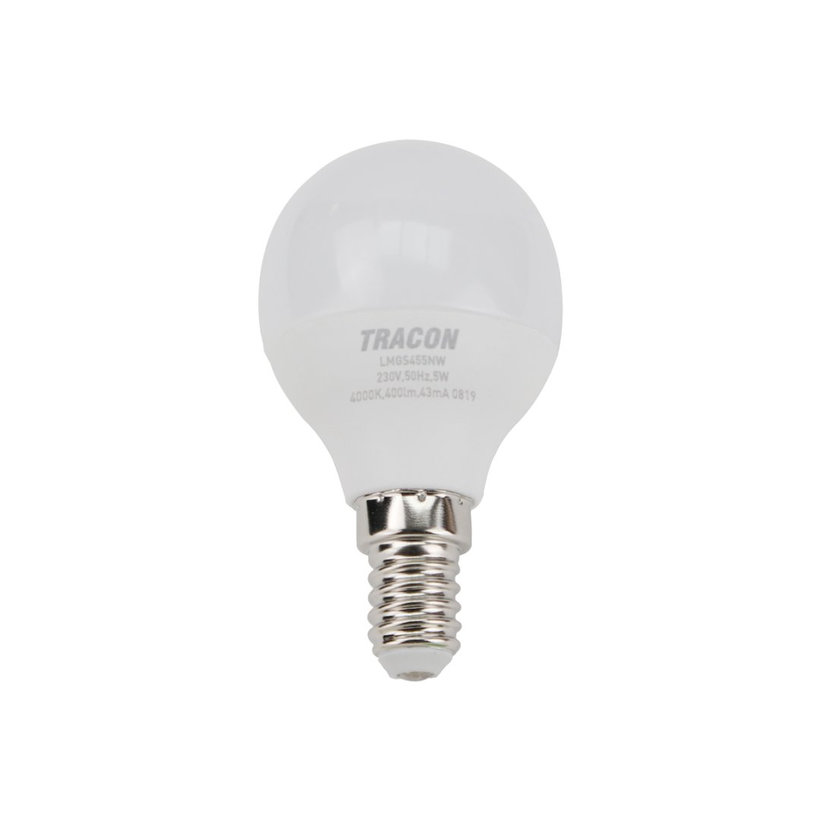 LED žiarovka guľa E14 5W - neutrálna - s chipom