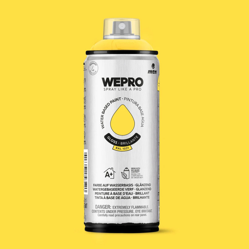 WEPRO Sprej – farba na vodnej báze, lesklá – Samba Yellow RAL 1021